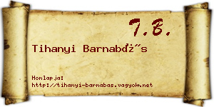 Tihanyi Barnabás névjegykártya